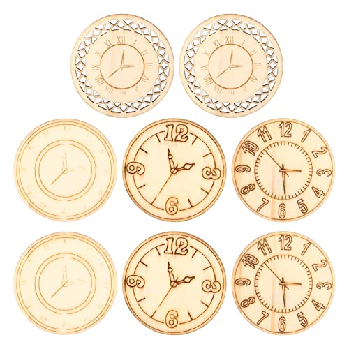 Wood Cutouts, 16PCS Wood Rounds for Crafts Round Wooden Ornaments, Wood Cutouts Round Clock Shaped Unfinished Chips Wooden Crafts for Decoration HERCHR