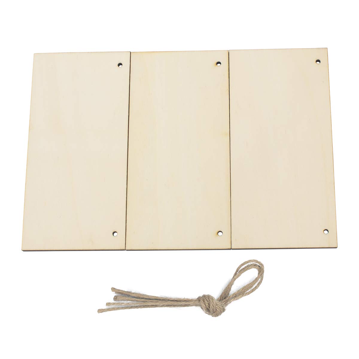 JANOU 3pcs Unfinished Wood Sign Blank Rectangle Hanging Wooden Plaque DIY Craft Project Wood Sign with Rope Door Wall Art Decorative, 6x12'' JANOU