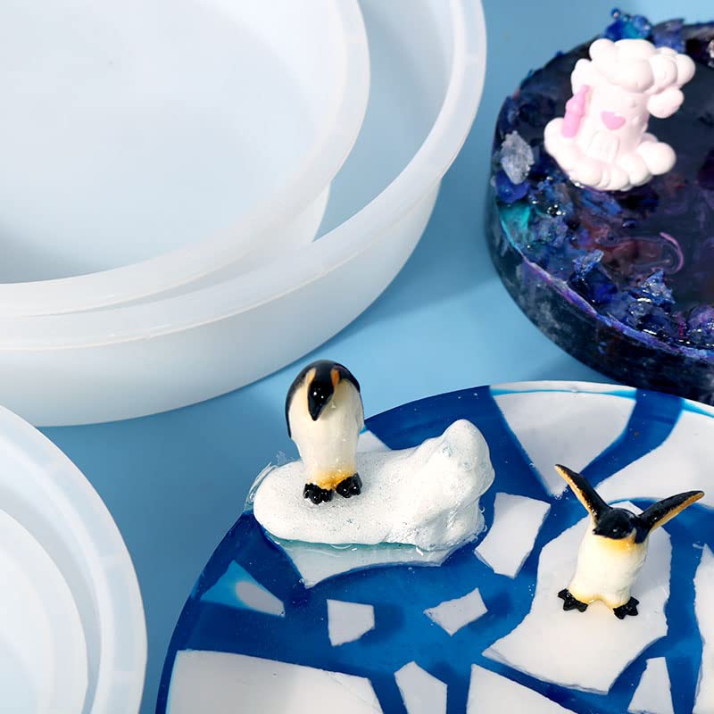 4 Deep Circle Silicone Molds for Resin, Round Silicone Molds for Resin 3" x 2" in, 5" x 2" in, 7" x 2" in, 9" x 2" in Deep Round Molds Deep Epoxy Charmewooden