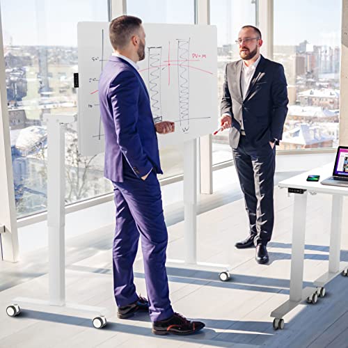 AVLT 50" Electric Standing Desk with Tilting Tabletop (4 ft 7 inches) – Height Adjustable Dry Erase Top Whiteboard and Rolling Casters – 2 Leg AVLT