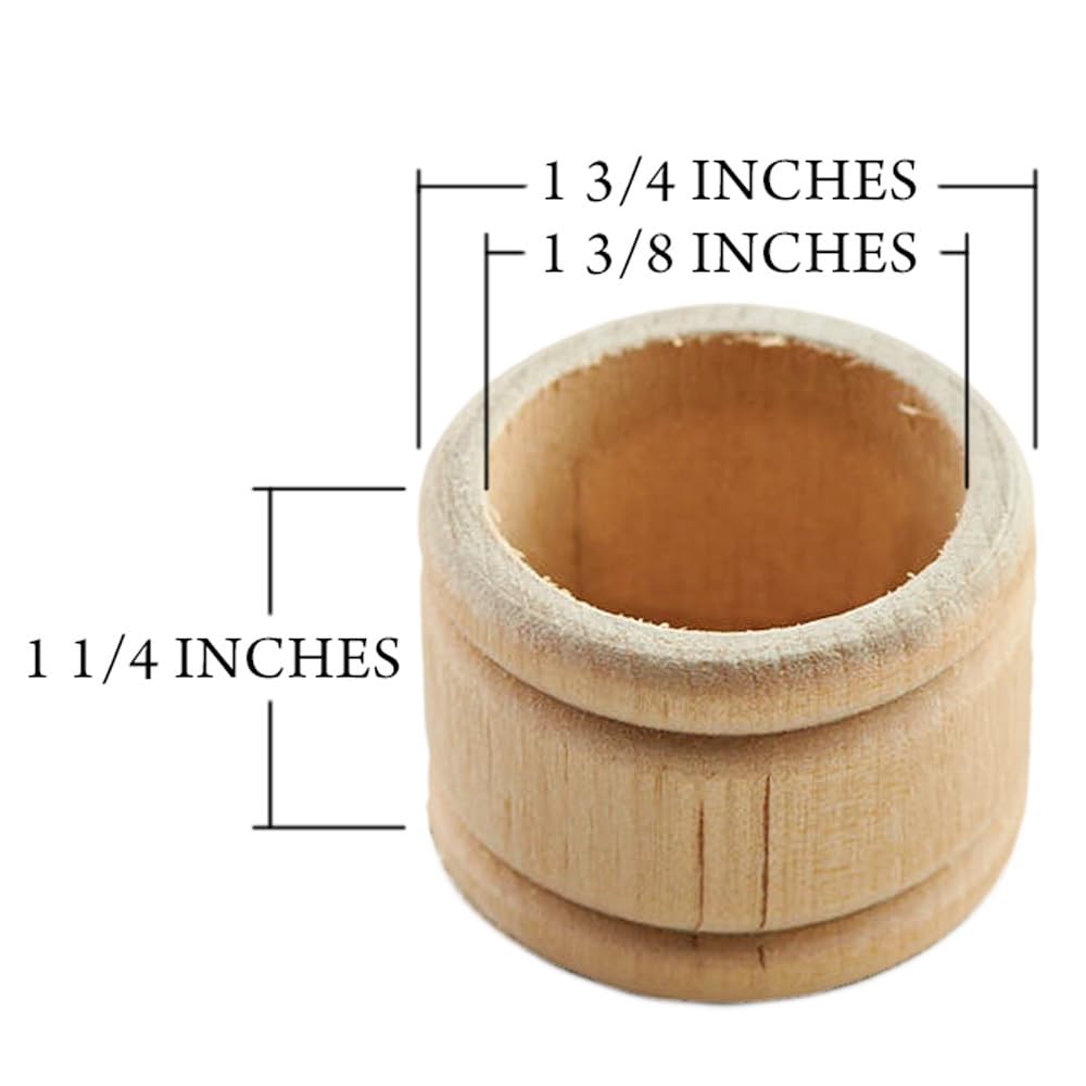 Factory Direct Craft Set of 12 Unfinished Birch Wood Napkin Rings - Natural Wooden Napkin Holders Ready to Finish for DIY Crafts and Table Decor Factory Direct Craft
