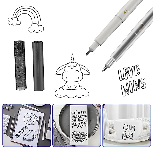 DOOHALO Metallic Grey Black Pens for Cricut Maker 3/Maker/Explore 3/Air 2/Air 1.0/0.8/2.0/2.5 Variety Point Tips Gel Glitter Markers for drawing DOOHALO