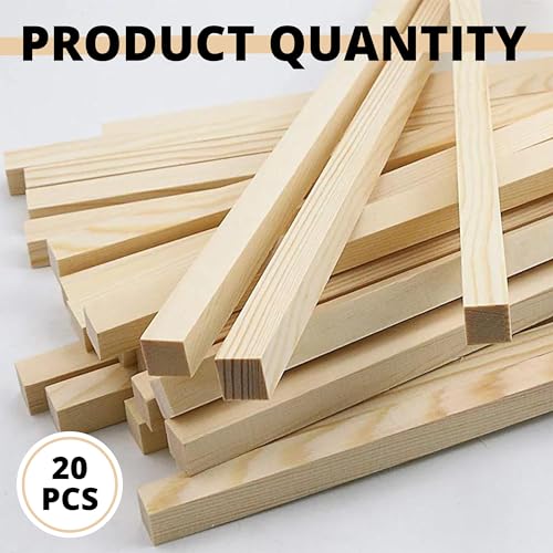 20PCS Square Basswood Dowel Rods – 3/8 x 12 Inch Bass Wood Rods Long Wooden Sticks for Arts and DIY Projects Unfinished Wood Dowel Rod Craft Sticks YARRD