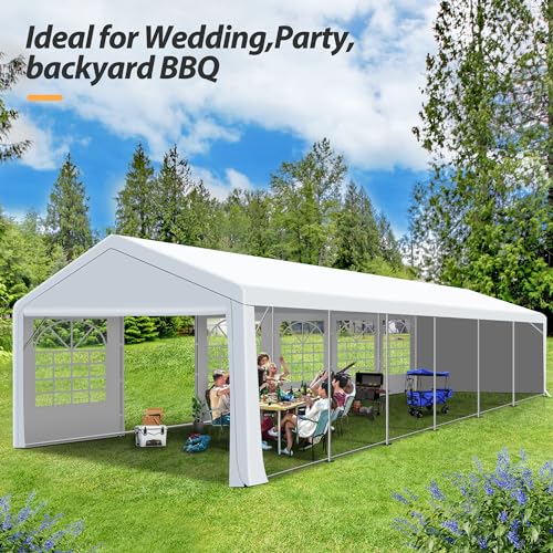 Raysfung 20' x 40' Heavy Duty Party Tent, Outdoor Large Wedding Tent with Removable Sidewalls Event Canopy Shelter for Birthday Party, Outdoor Event Raysfung