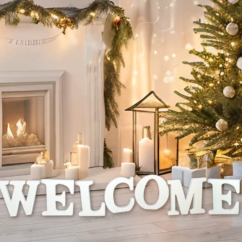 AOCEAN 10 Inch White Big Wood Letters, Unfinished Wooden Letters for Wall Decor Decorative Standing Letters Slices Sign Board Decoration for Craft AOCEAN