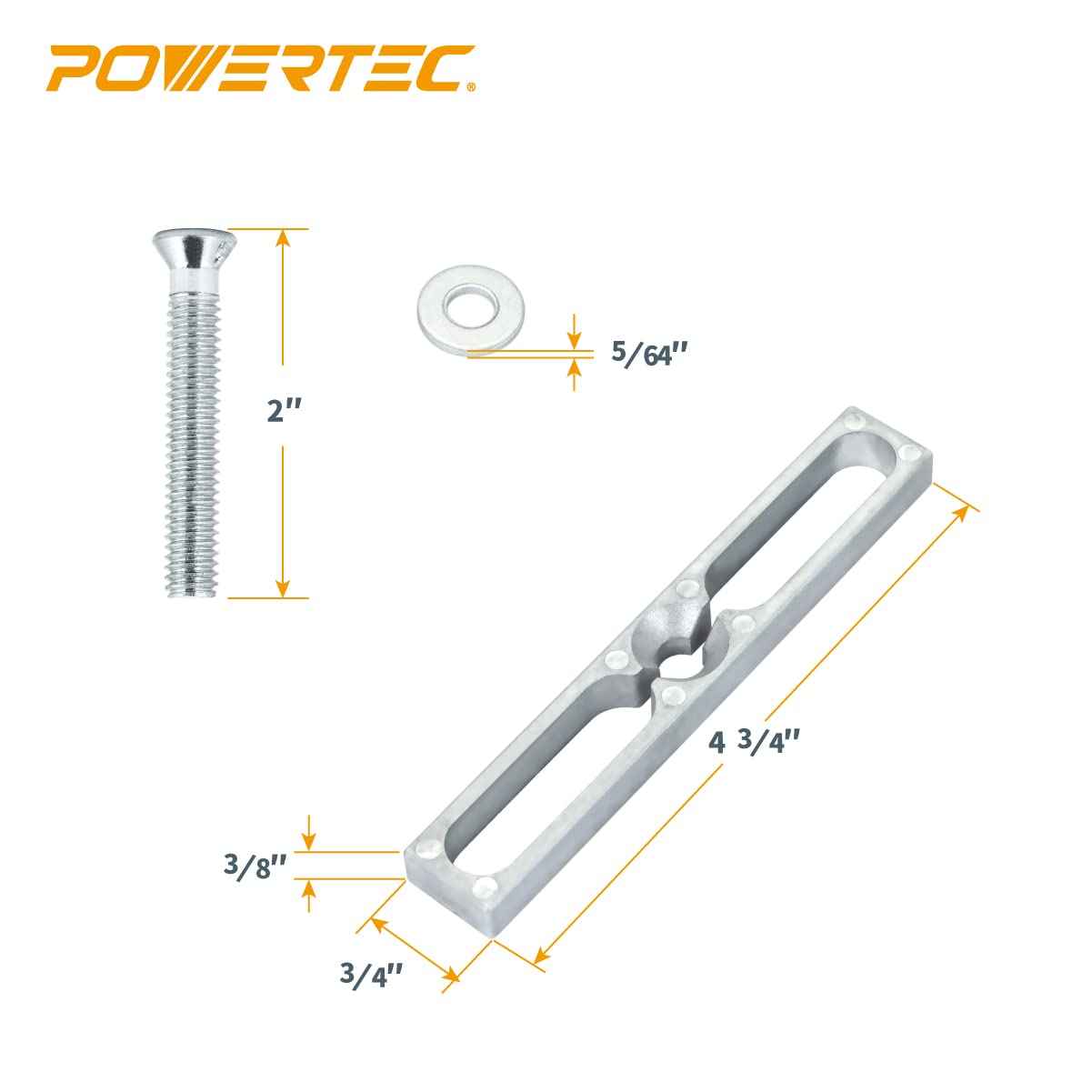 POWERTEC 71642 Miter Slot Hardware Kit (Slot Bars, Knobs, Screws, Washers) POWERTEC