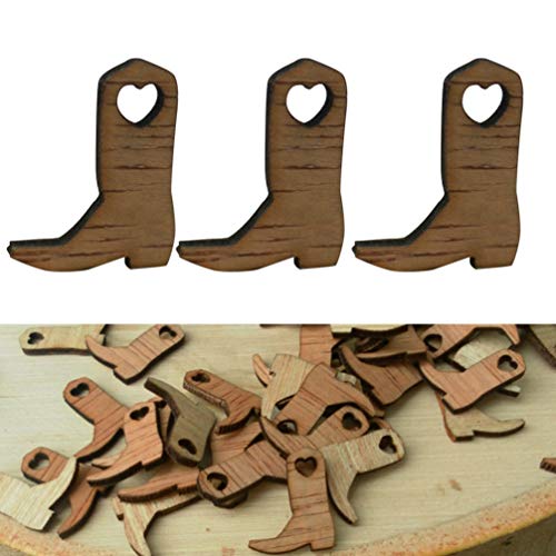SUPVOX 100pcs Wood Cutouts for Wedding Cowboy Boots Miniature Crafts Decoration for Home Party Festival SUPVOX