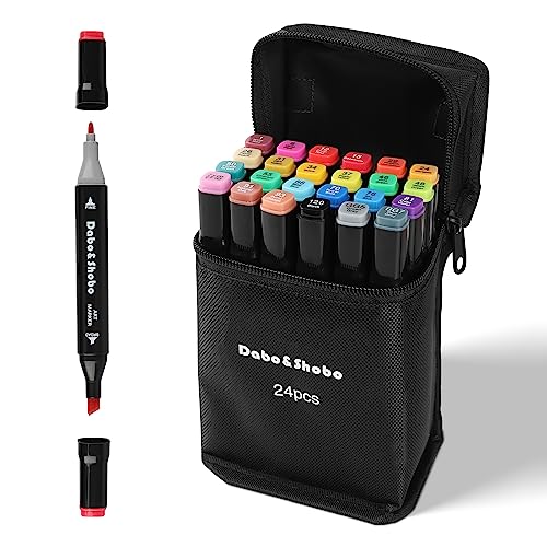 Dabo&Shobo 24 Colors Alcohol Markers, Drawing Markers, Dual Tip Art Ma –  WoodArtSupply