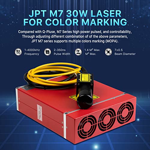 Cloudray 30W M7 Fiber Laser Engraver,LightBurn Compatible MOPA Laser Marking Machine with Red Dot Pointer, 6.9x6.9 Solid State Laser Marking Etching Cloudray