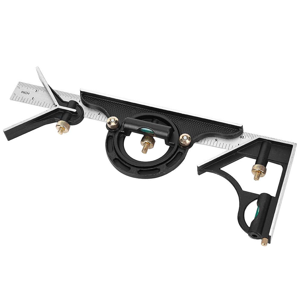 Combination Tri-Square Set, 300mm Stainless Steel Angle Ruler, 0-180° 0.01 Precision Protractor Measure POCREATION