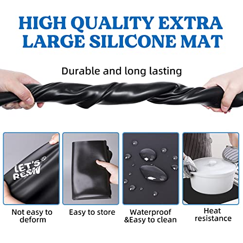 LET'S RESIN Extra Large Silicone Mat for Crafts,36''x24''Nonstick &Nonskid Heat-Resistant Silicone Crafts Mat, Easy Clean&Store Multipurpose Silicone LET'S RESIN