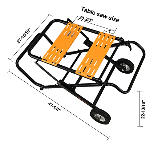 WORKESS Portable Table Saw Stand, 330 Lbs Load Capacity Rolling Foldable Table Saw Table with 8 Inch Wheels, Heavy Duty Construction for Easy WORKESS