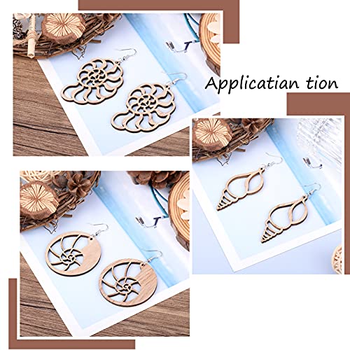 Fashewelry 80pcs Unfinished Clam Shell Wooden Dangle Earring Pendants Filigree Seashell Natural Blank Wood Cutouts with 80pcs Jump Rings, 80Pcs Fish FASHEWELRY