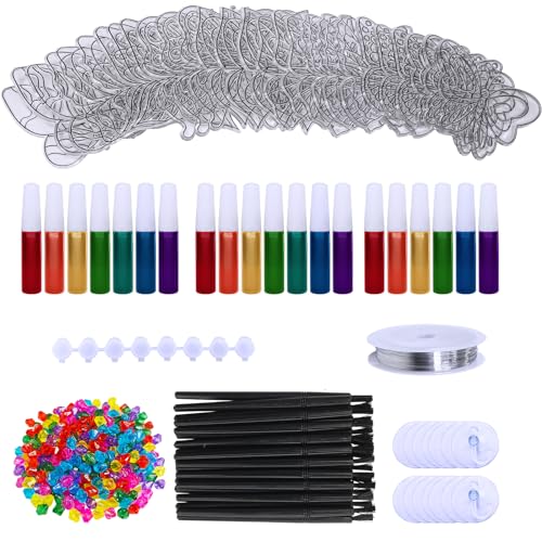 Winlyn 27 Sets Butterfly Suncatchers Ornaments Decorations DIY Window Paint Art Suncatchers Butterfly Suncatchers Painting Craft Kits for Kids Winlyn