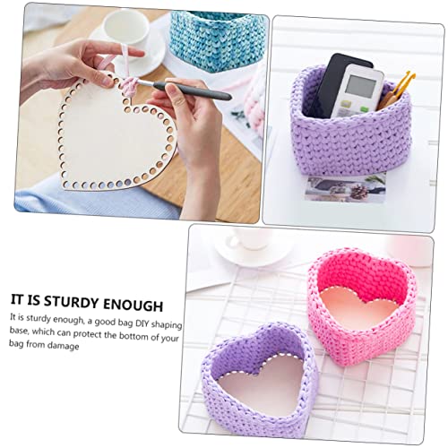 EXCEART 12 PCS Love Wood Chips Wood Crochet Basket Base DIY Wood Knitting Base Wooden Crochet Hooks Wood Purse Crocheting Supplies Bag Bottom Crochet EXCEART