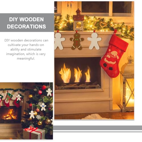 ABOOFAN 20 Sets Gingerbread Christmas Wooden Ornaments Unfinished Gingerbread Wooden Decorations Blank Gingerbread Man Shape Cutouts Embellishment ABOOFAN