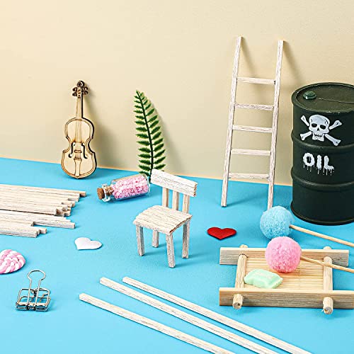 Wood Sticks 200Pcs 1/8 x 1/8 x 12 Inch Hardwood Square Dowels Unfinished Wood Strips Square Craft Sticks Long Wood Dowels Square Wooden Dowel Rod for William Craft