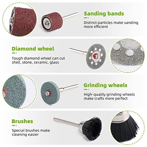 Huepar Tools Rotary Tool Accessories Kit, 510Pcs Accessories Kit,1/8 inch(3.2mm) Diameter Shanks, Universal Accessories for Easy Cutting, Sanding, Huepar Tools