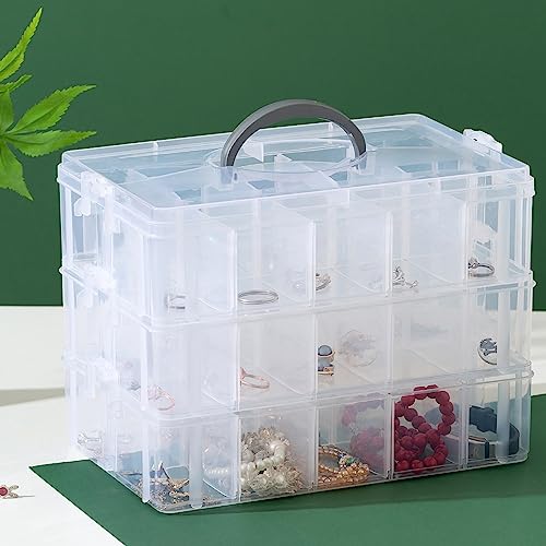 Gagee 3-Tier Craft Storage Organizer,Bead Organizer Box with 30 Adjustable Compartments,Stackable Storage Containers for Arts and Crafts, Toy, Gagee