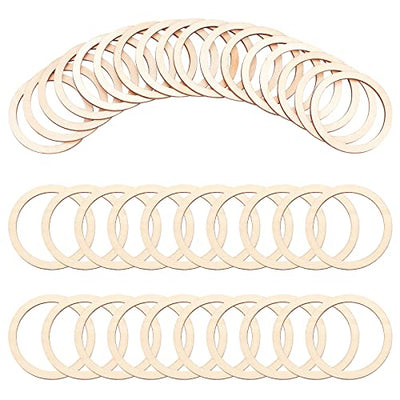 NBEADS 50 Pcs Natural Wood Rings, 2.9" Unfinished Wood Pieces Circle Ornaments Wood Linking Rings Blank Wooden Slices for Painting Christmas Home