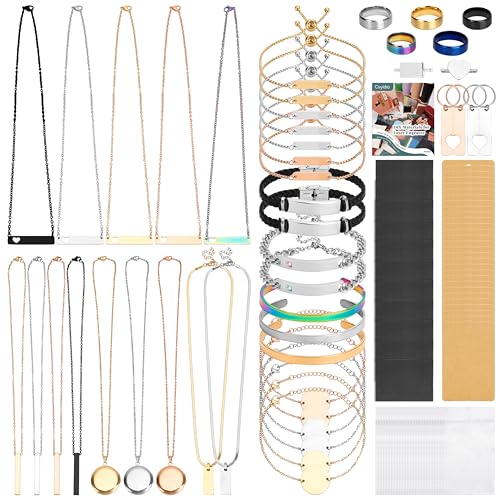 Csyidio 105 PCS Laser Engraving Materials, Jewelry Making Engraving Accessories for All Laser Engravers with Instructions, 45 PCS Stainless Steel Csyidio