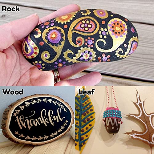 Dyvicl Metallic Marker Pens - Set of 10 Medium Point Metallic Markers for Rock Painting, Black Paper, Card Making, Scrapbooking Crafts, DIY Photo Dyvicl