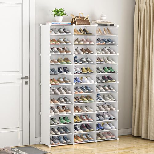 MAGINELS Shoe Rack Organizer 72 Pairs Shoe Cabinet Storage,Shoes Shelves for Living Room Bedroom Hallway, White MAGINELS