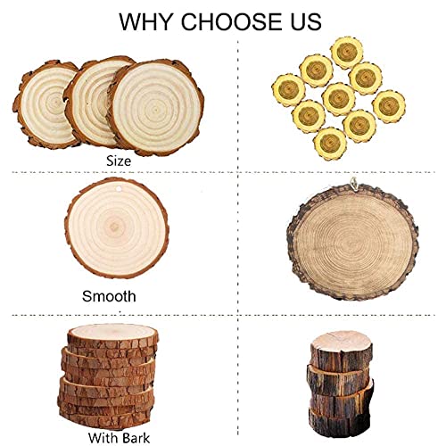 Natural Wood Slices 32 Pcs 2.75-3.14 Inches Unfinished Craft Wood kit Predrilled with Hole Wooden Circles Tree Slices for Arts and DIY Crafts MSDADA