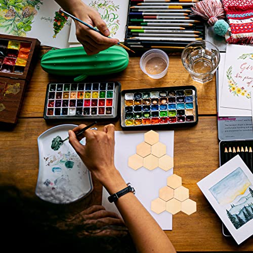 MAGICLULU 100PC Unfinished Wood Hexagon Pieces Unfinished Wood Cutout Hexagon Hexagon Blank Unfinished Wood Slices for Craft DIY Projects 3CM MAGICLULU