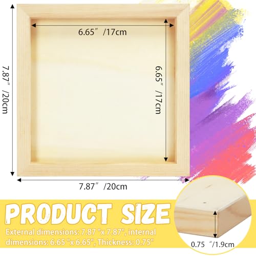 Fireboomoon 6 Pack Square Wood Panels,Unfinished Blank Wooden Canvas Cradled Painting Panel Boards for Craft,Drawing,Painting,Pouring,Wood Burning(8" FIREBOOMOON