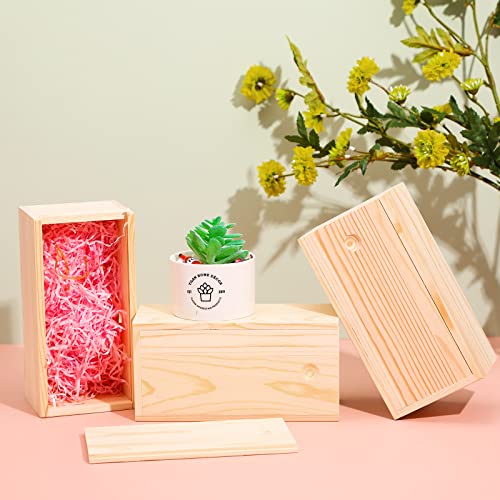 3 Pieces 7.87 x 3.94 x 3.15 Inch Unfinished Wood Box with Sliding Lid, Small Wooden Storage Crates Container Empty Gift Boxes Pencil Box for Crafts Blulu