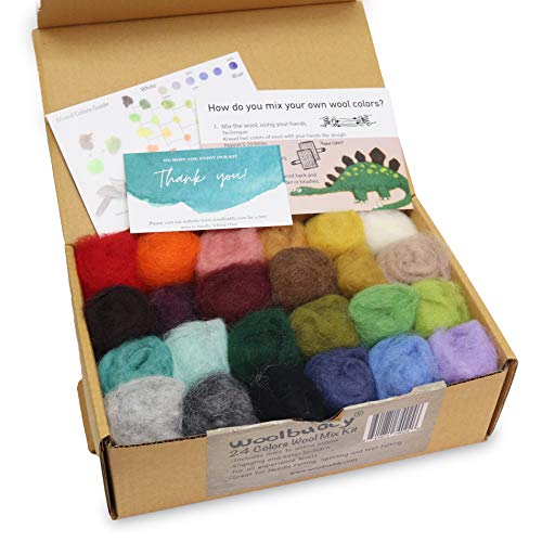 Woolbuddy Felting Wool, Needle Felting Wool, Eco Wool Kit, Felting Wool Pack, Clean, Carded Colored Roving Wool, for Needle Felting Kit Beginner, Wet Woolbuddy