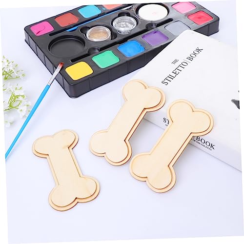 VILLCASE 24PCS Wood Embellishments Wood Bone Shape Christmas Unfinished Wood Cutout Dog Bone Wood Cutout Dog Bone Embellishments Round Labels Gift VILLCASE