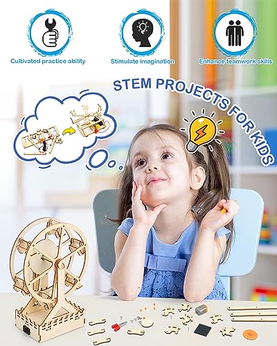 4 in 1 STEM Kits, STEM Projects for Kids Ages 8-12, 3D Wooden Puzzles, DIY Educational Science Model Kits, Crafts Building Toys, Christmas Birthday Poraxy