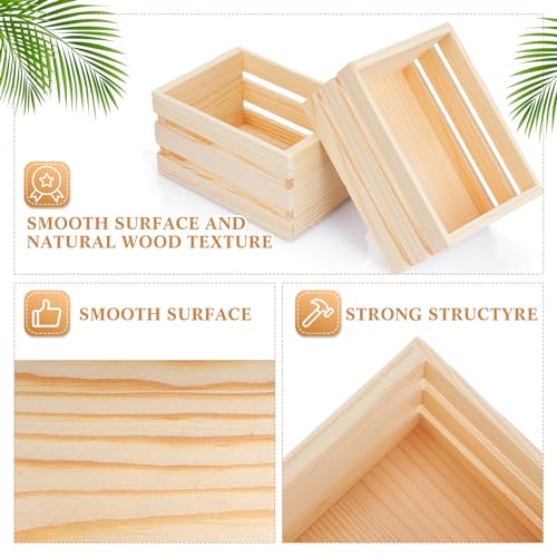 Roowest 24 Pcs Small Wooden Crates Wood Craft Nesting Wood Basket Unfinished Wooden Storage for Milk Wine Towel Toys Display Home Bathroom Roowest