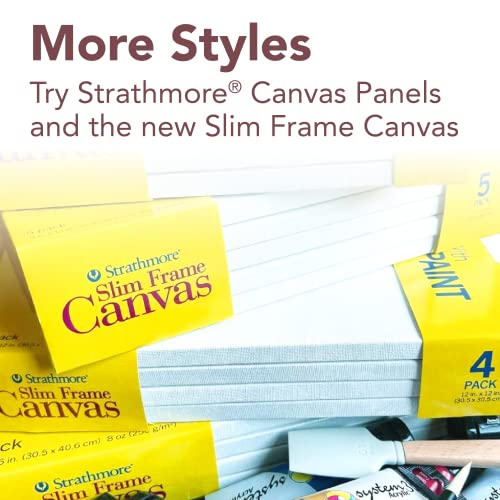 Strathmore 300 Series Stretched Canvas, Traditional Profile, 14x18 inches - Artist Canvas for Oil, Acrylic, Pouring & Mixed Media - 100% Cotton, Strathmore