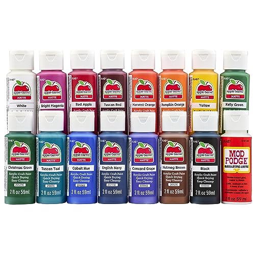 Apple Barrel Fall Colors Kit, 16 Piece Set Includes 15 Acrylic Craft Paints and 1 Mod Podge Gloss, 96426 Apple Barrel