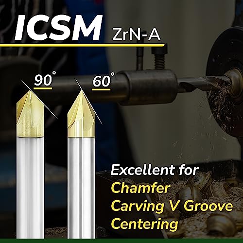 SPEED TIGER Chamfer End Mill - CNC Carving Bits, V Groove, 60 Degree, ICSM1/4"Shank 2"OVL (1 Piece, 1/4" 60°) - for Wood, Alloy Steels, Hardened SPEED TIGER