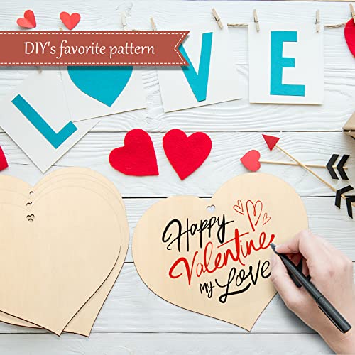 Large Size 7" Wooden Mothers Day Heart Oanging,DIY Blank Unfinished Wood Ornament for Crafts Hanging,Father's Thanksgiving Halloween Christmas Sophena