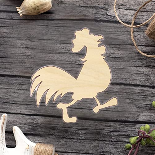 Rooster Wood Craft Unfinished Wooden Cutout Art DIY Wooden Sign Inspirational Wall Plaque Farmhouse Wooden Wall Art Decor for Home Laundry Room Arupkeer