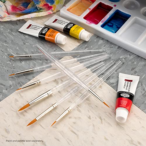 Royal & Langnickel RSET-9158 Royal Zip N' Close Gold Taklon Clear Acrylic Handle Detail Brush Set, 10.5 x 3.9 x 0.5, Multicolor, 7-Piece Royal & Langnickel