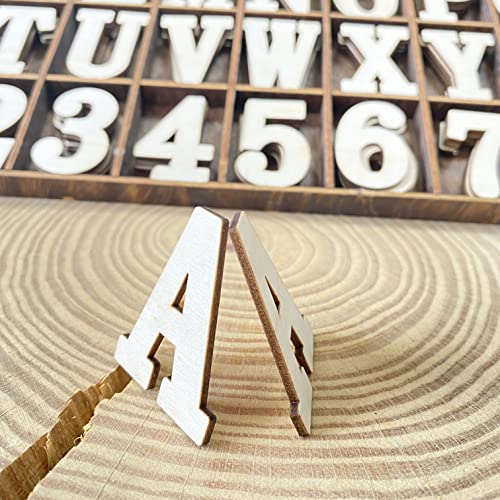 180 Pieces 1-3/4 Inch (1.75") Wooden Letters Wooden Numbers with Rustic Divider,Bold Font Unfinished Wood Alphabet A-Z and Numbers 0-9 Gifts Set for Cregugua