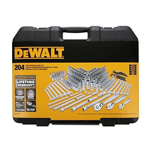 DEWALT Mechanics Tools Kit and Socket Set, 204-Piece, 1/4" & 3/8" & 1/2" Drive, MM/SAE (DWMT72165) DEWALT