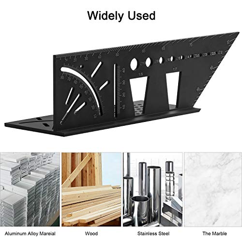 Woodworking Carpenter Square Rule,Baowox 3D Aluminum Alloy Angle Measuring Tool, Multifunction Angle Finder Woodworking Tools or Engineers Carpenters Baowox