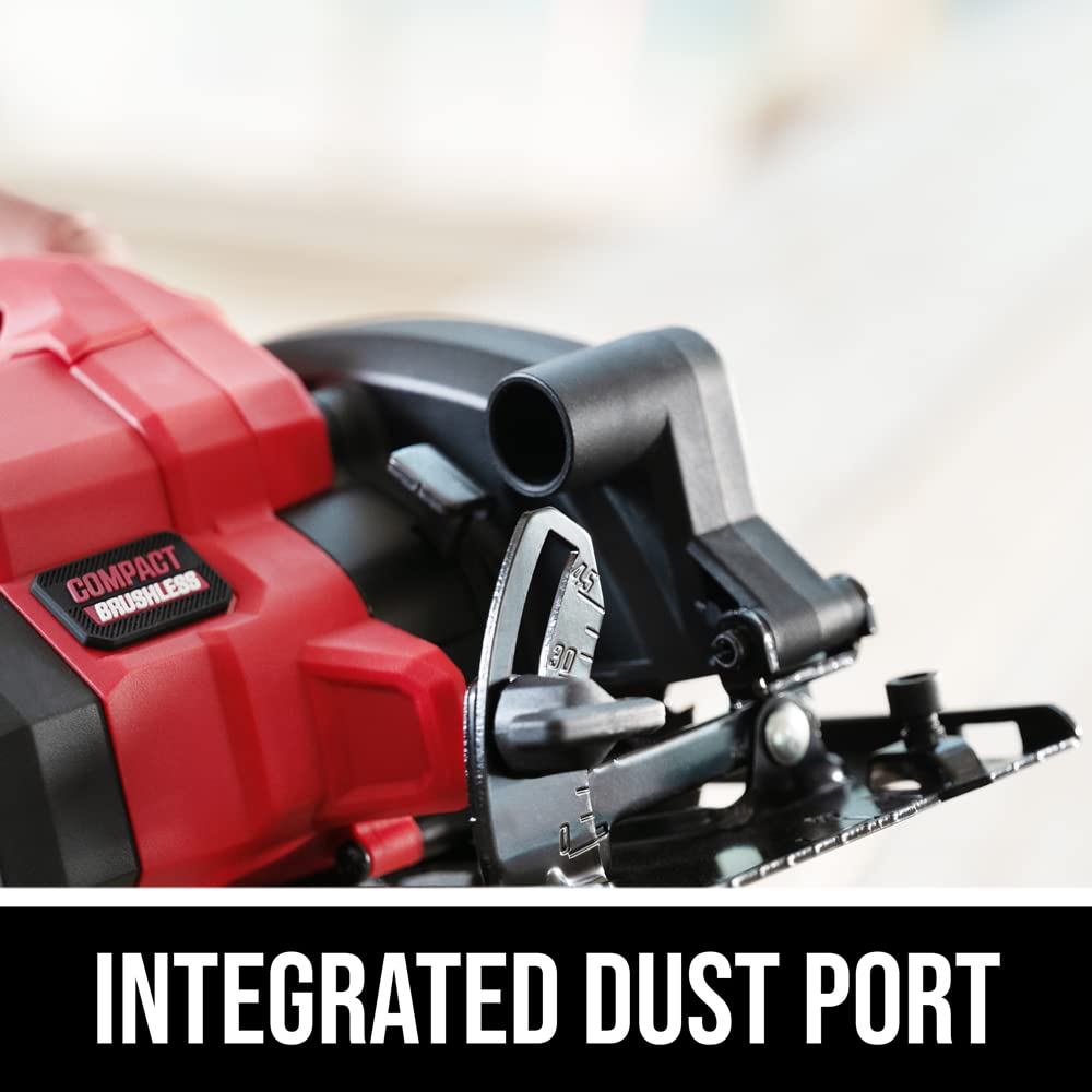 SKIL PWRCORE 20 Brushless 20V 4-1/2 In. Compact Lightweight One-hand Circular Saw Kit with Up to 6,000 RPM Includes 2.0Ah PWR CORE 20 Lithium Battery Skil