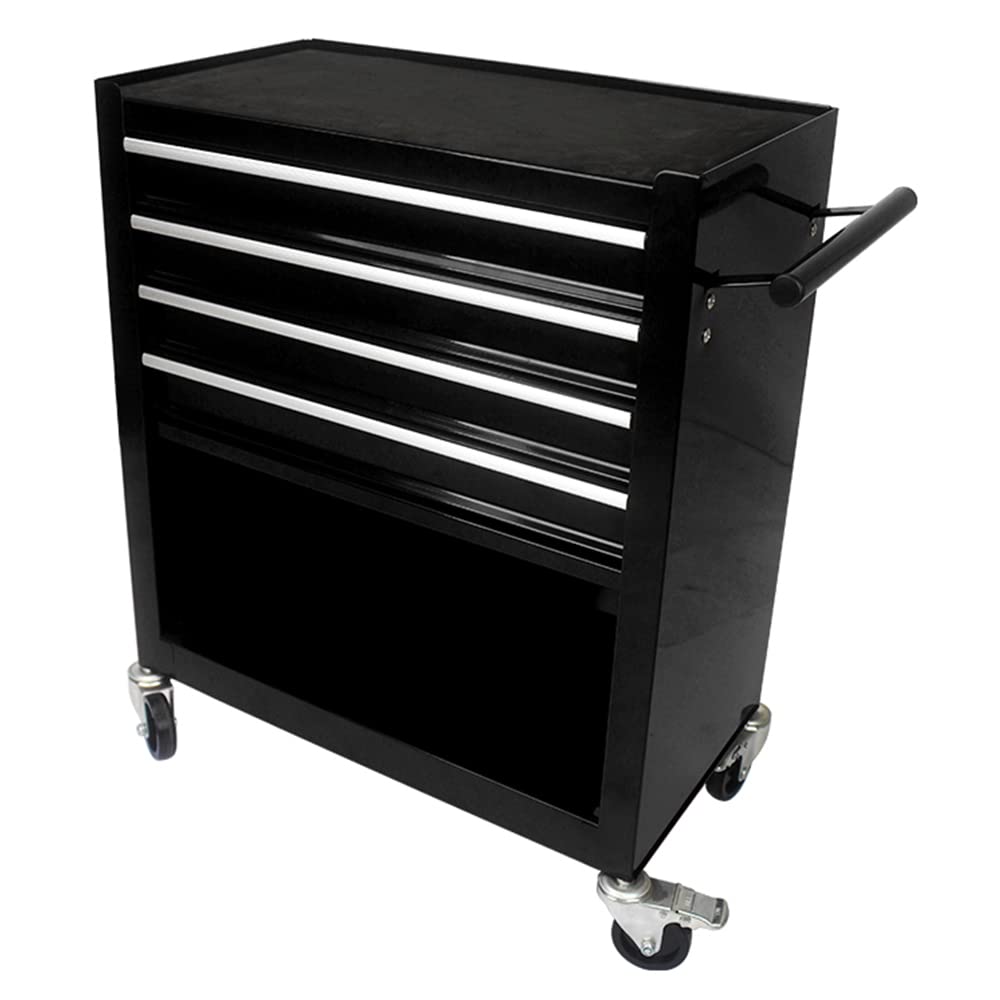 SEHAONOHOME 4 Drawers Rolling Tool Chest Cabinet with Wheels, Tool Storage Cabinet and Tool Box Organizer for Garage Warehouse Workshop, Black SEHAONOHOME