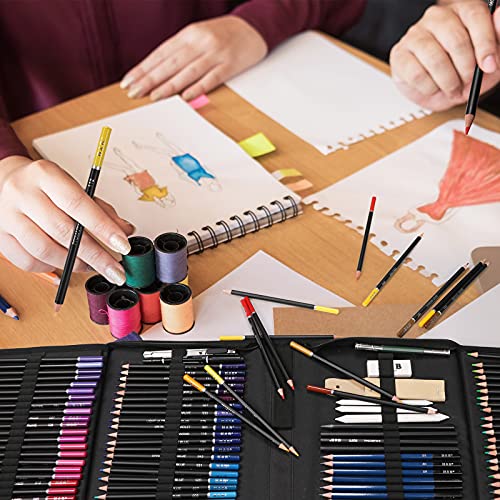 YBLANDEG Drawing and Sketching Colored Pencils Kit 145PCS, Professional Art Supplies Painting Pencils Set, Graphite Charcoal Art Pencils Teens Adults YBLANDEG
