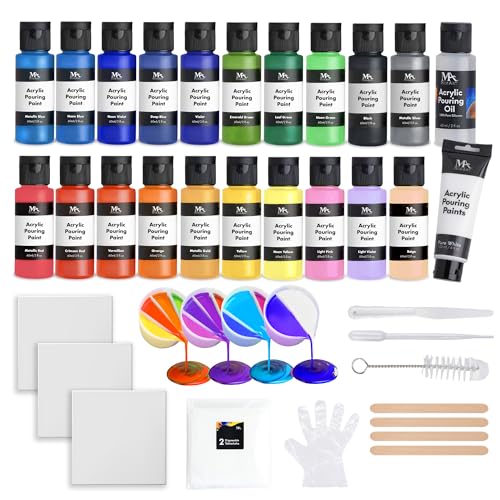 Nicpro 123 Pack Metallic Acrylic Pouring Paint Set, 19 Colors (2oz / 6
