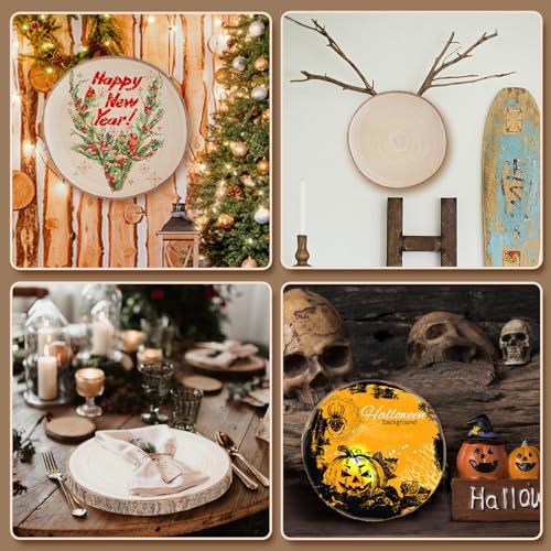 Wood Slices 6Pcs 10"-12.5 Inch Wood Slices for Centerpieces/Table Large Wood Rounds for Centerpieces/Crafts/Ornaments/DIY Projects ZKHOB