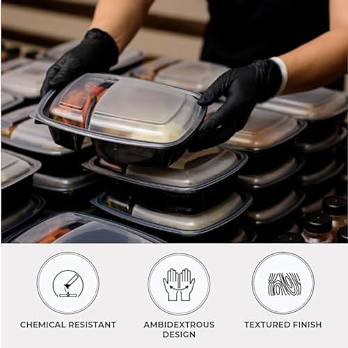 ForPro Disposable Nitrile Gloves, Chemical Resistant, Powder-Free, Latex-Free, Non-Sterile, Food Safe, 4 Mil, Black, Medium, 100-Count ForPro Professional Collection